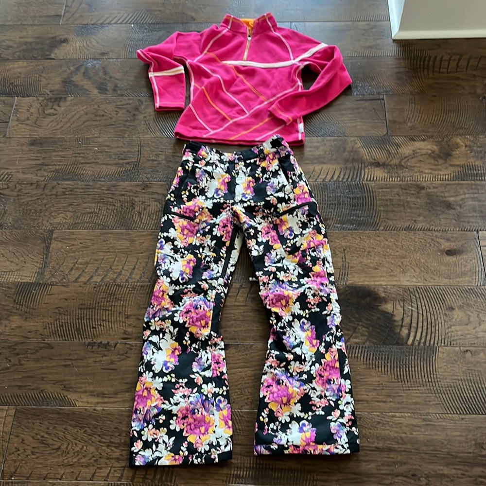 Burton Kids Floral Snow Pants - Black and Pink